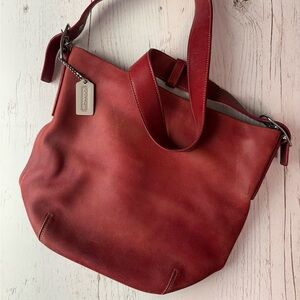 Vintage Coach Red Leather Shoulder Bag